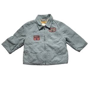 Gymboree Mechanic Jacket 12-18 Months Blue Zip Workwear Cars Lined Coat Toddler